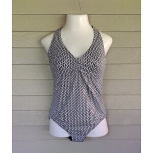 Lands' End Womens Lovely Black & White Print One Piece Swimsuit Size 12C 12 C